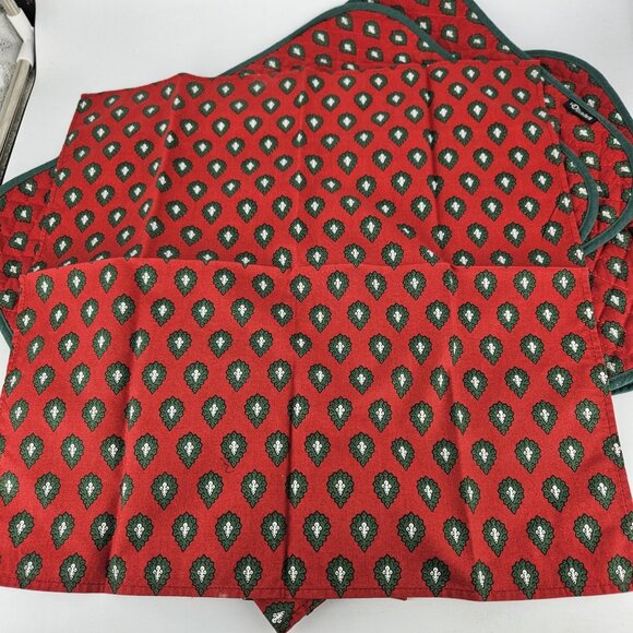 Les Olivades Quilted Placemats Set 2 with 4 Napkins Red Green Provencal France - Picture 3 of 10